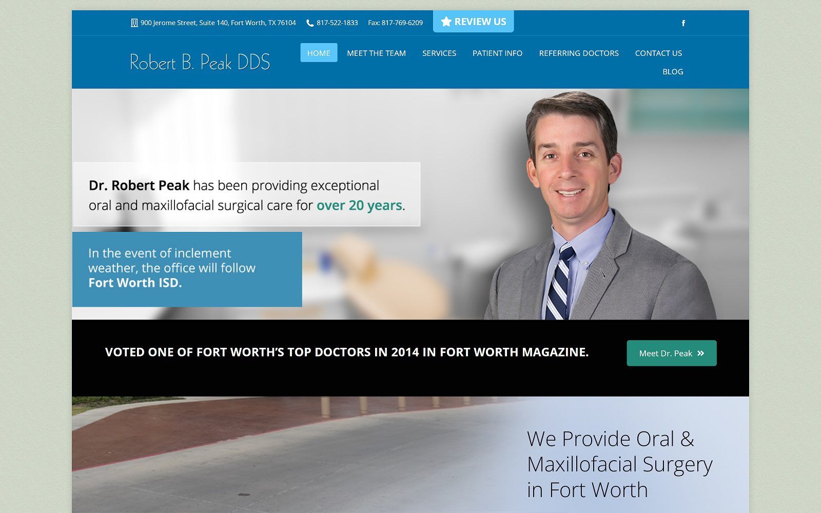 The screenshot of robert b. Peak dds website