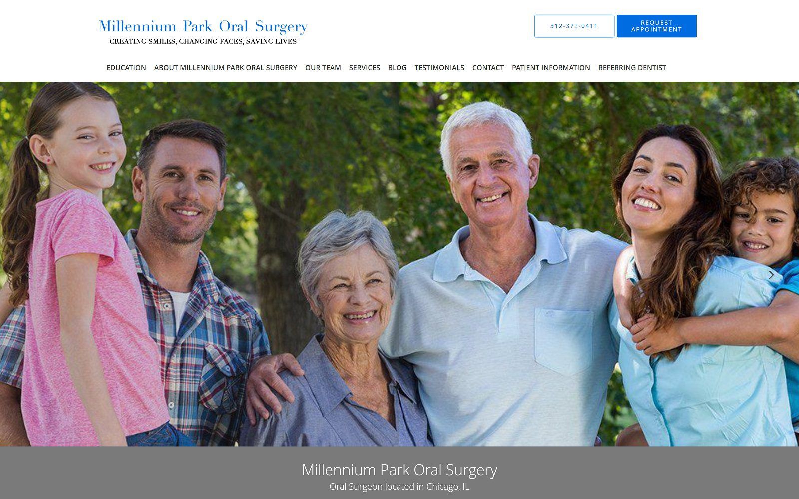 The screenshot of millennium park oral surgery dr. Lawrence zager website