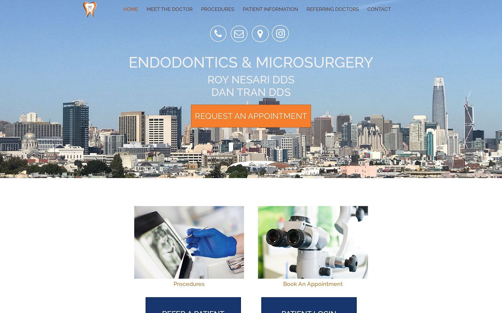 The screenshot of endodontics and microsurgery website
