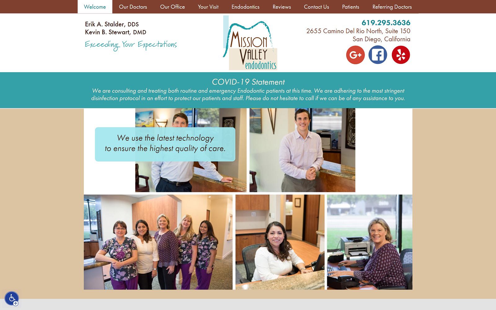 The screenshot of mission valley endodontics website