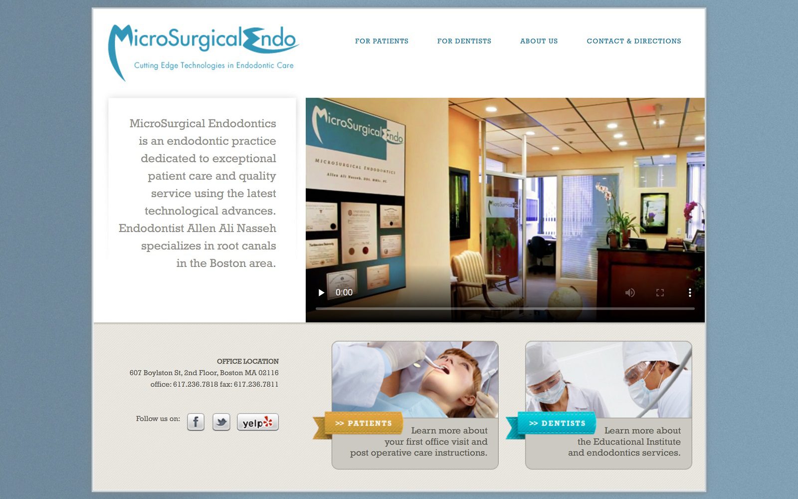 The screenshot of microsurgical endodontics dr. Allen ali nasseh website