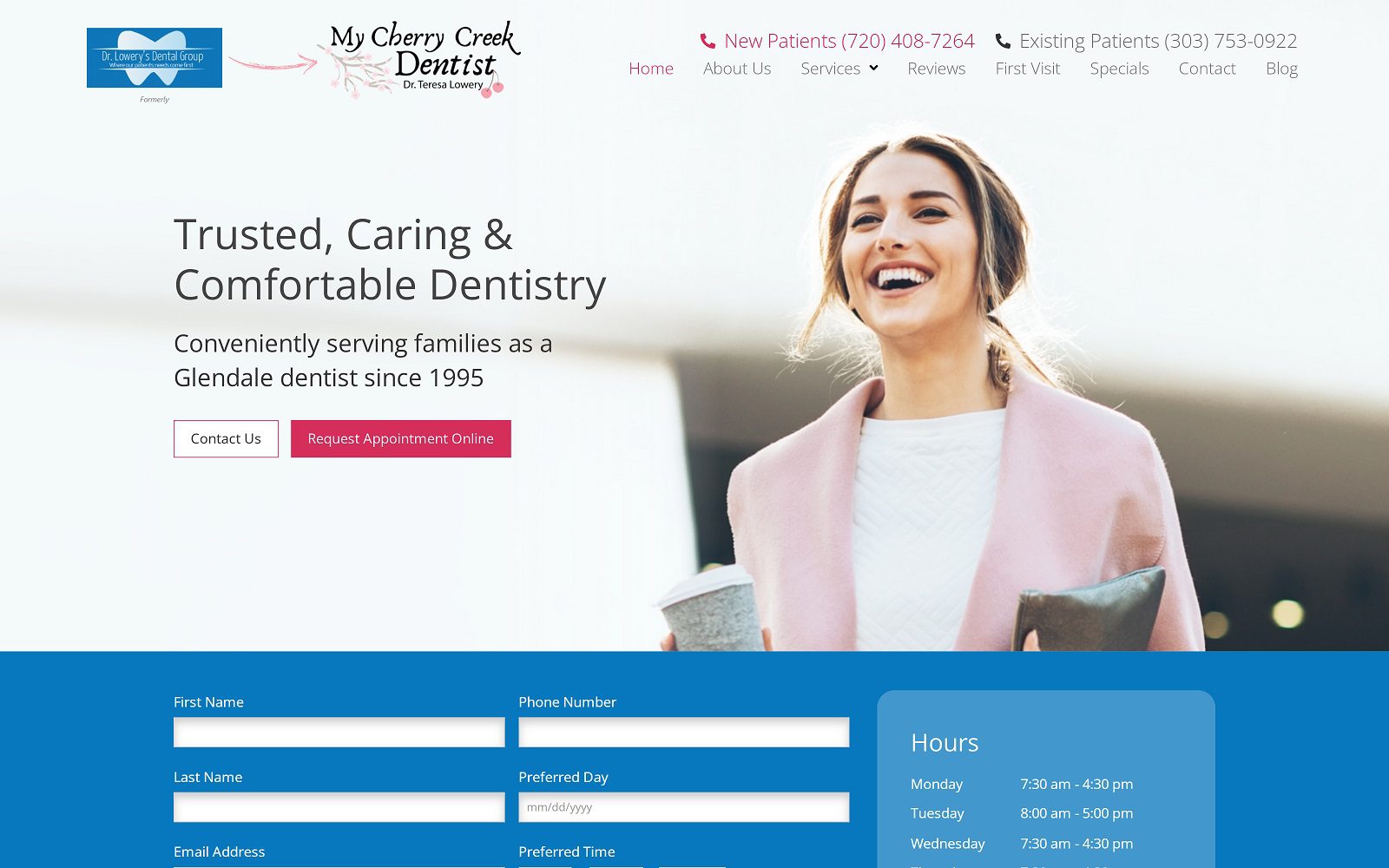 The screenshot of my cherry creek dentist website