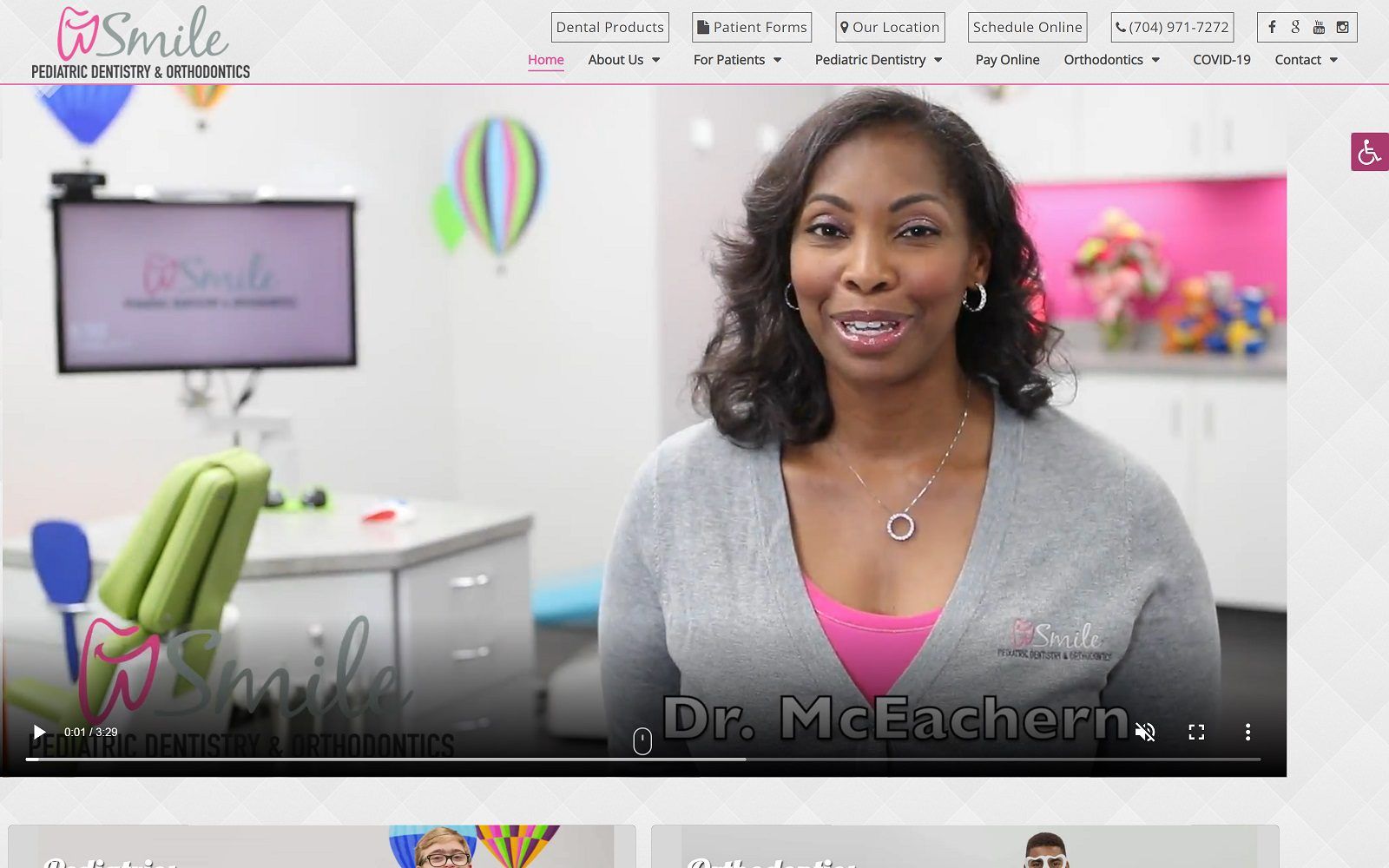 The screenshot of smile pediatric dentistry and orthodontics website