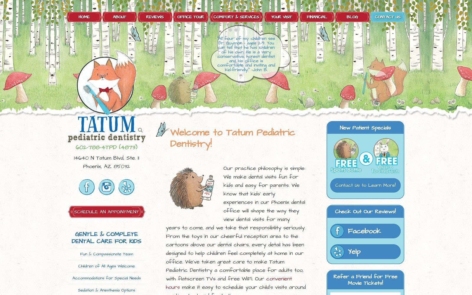 The screenshot of tatum pediatric dentistry james guymon, dds website