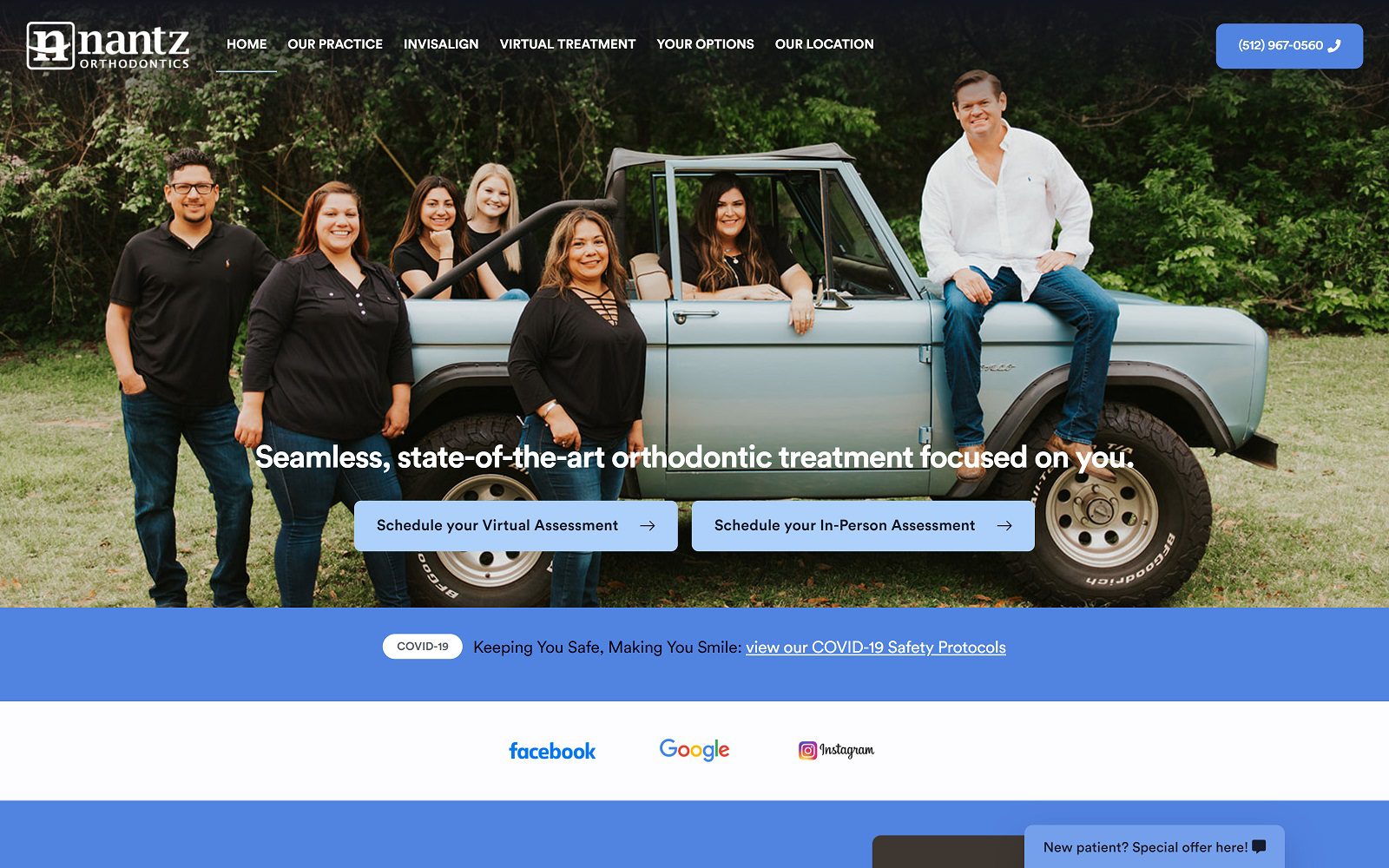 The screenshot of nantz orthodontics dr. Jl nantz website