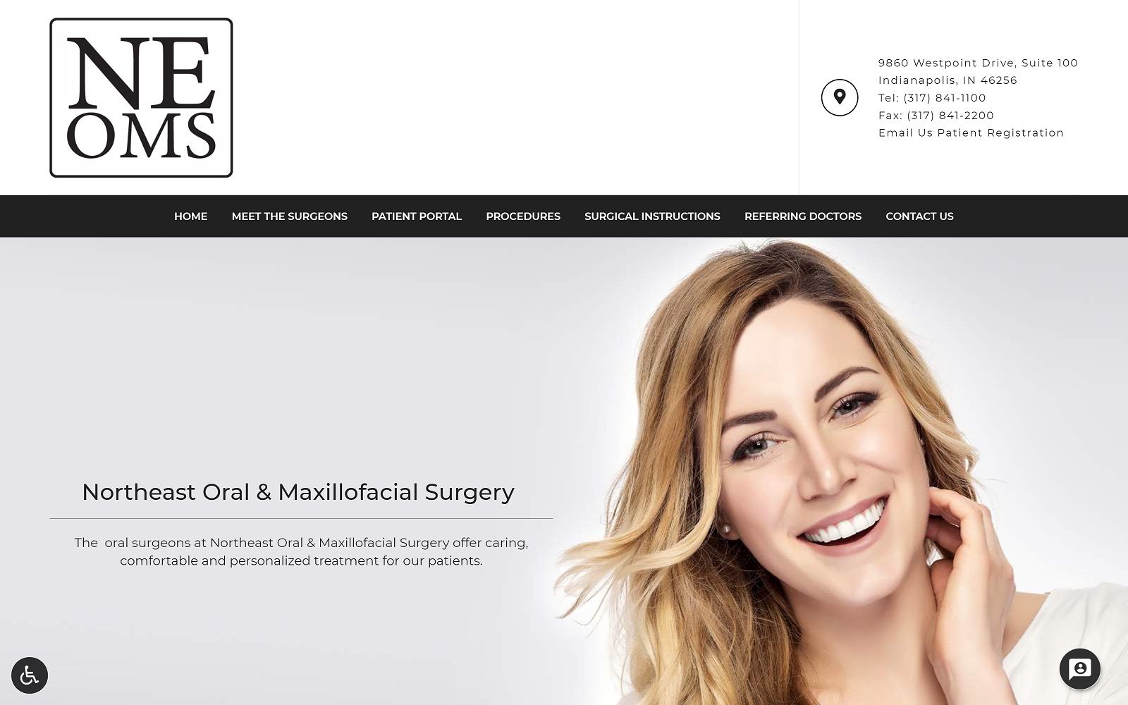 The screenshot of northeast oral & maxillofacial surgery website