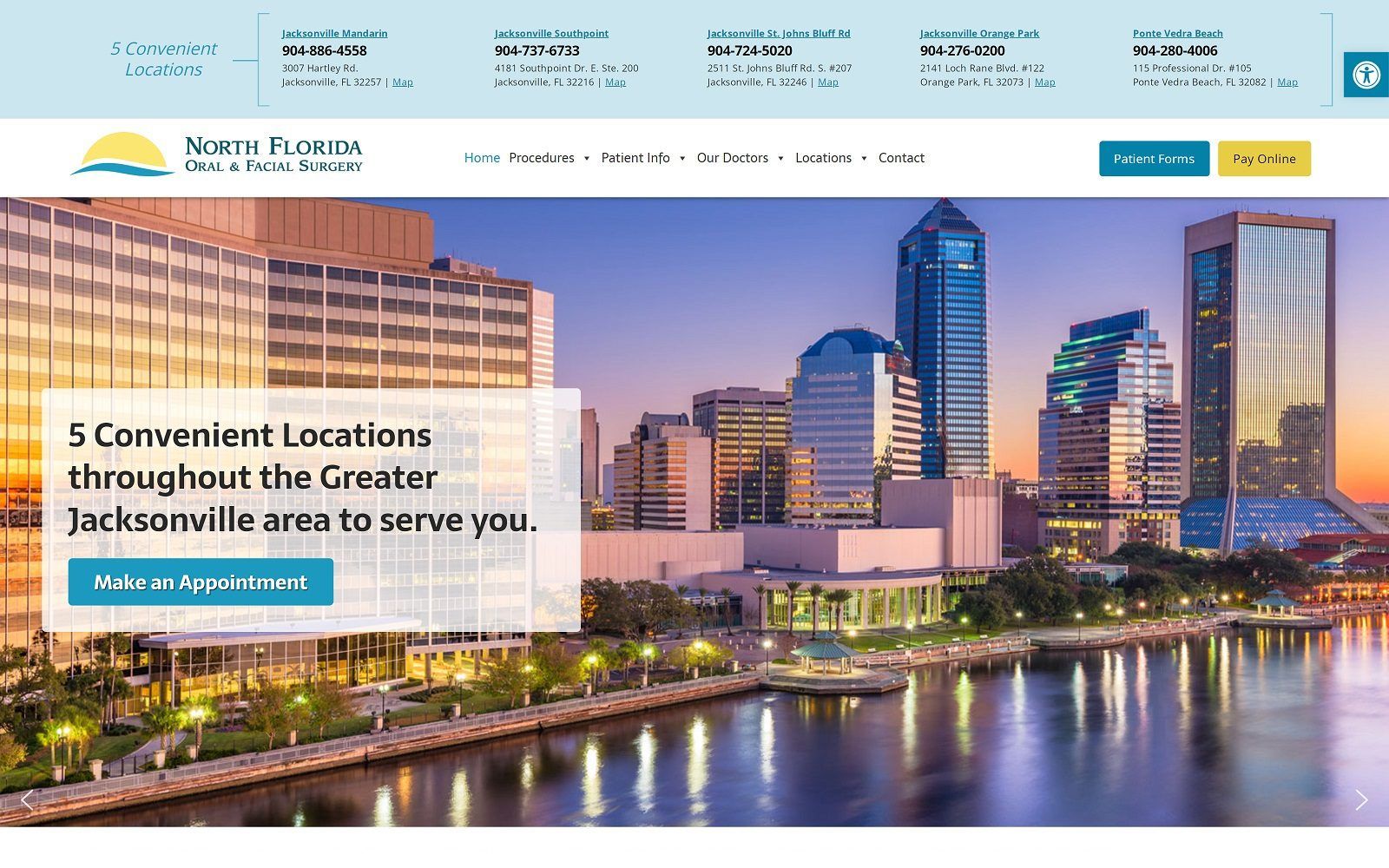 The screenshot of north florida oral & facial surgery website