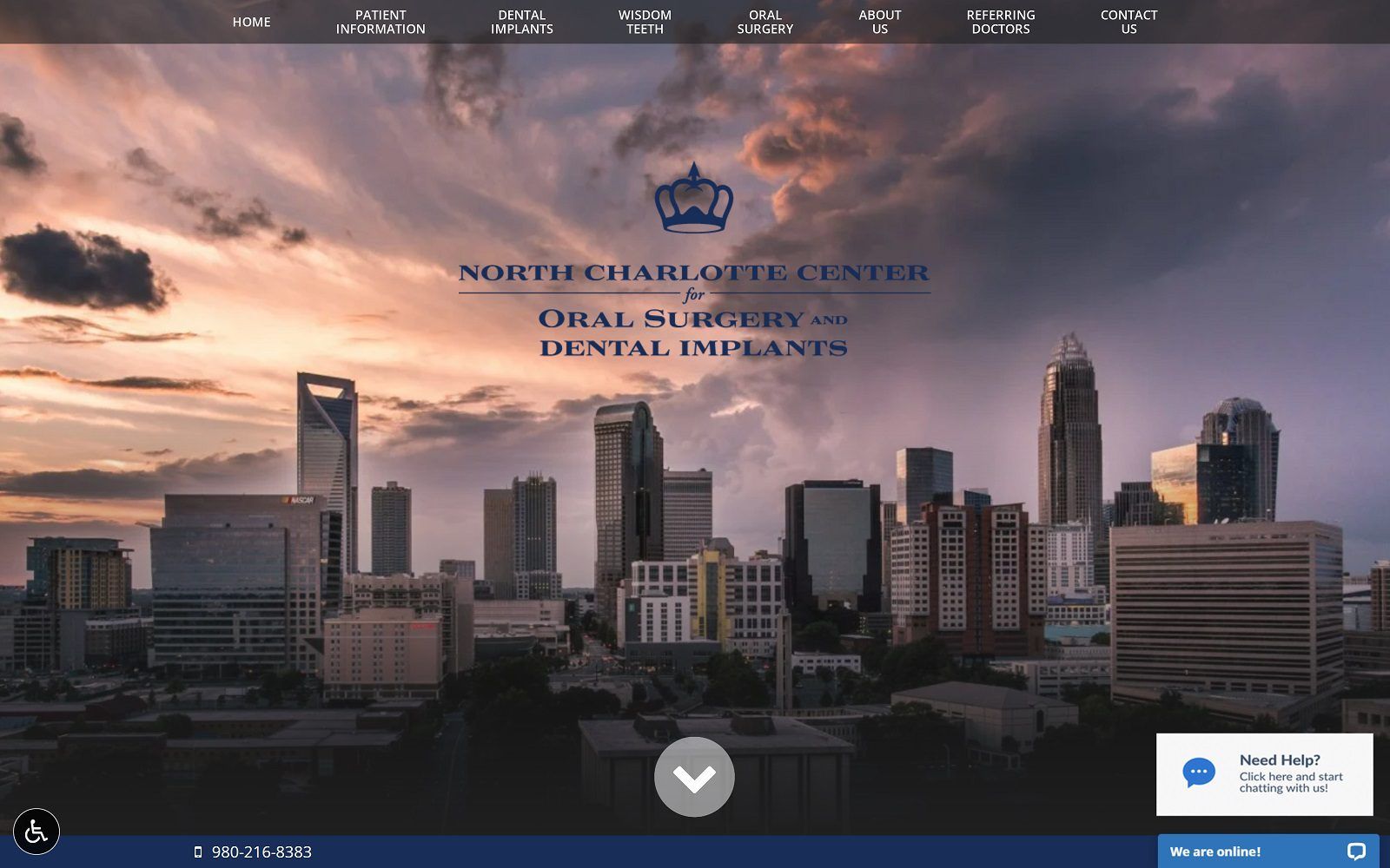 The screenshot of north charlotte center for oral surgery dr. James michael buchanan, jr. Website