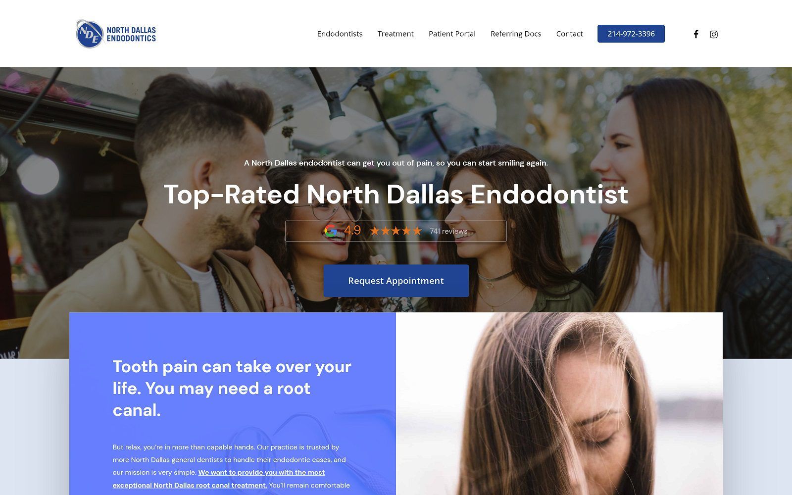 The screenshot of north dallas endodontics website