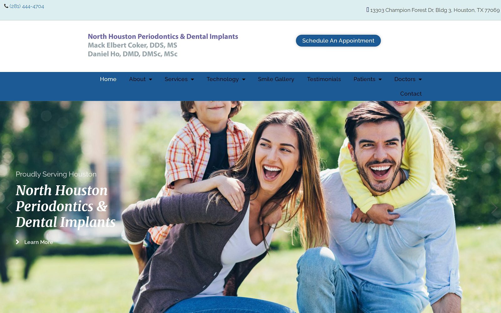 The screenshot of north houston periodontics & dental implants website