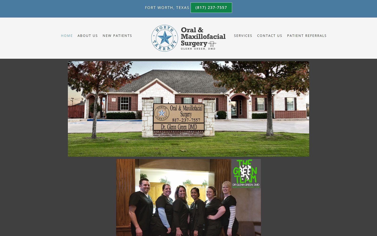 The screenshot of north tarrant oral & maxillofacial surgery website