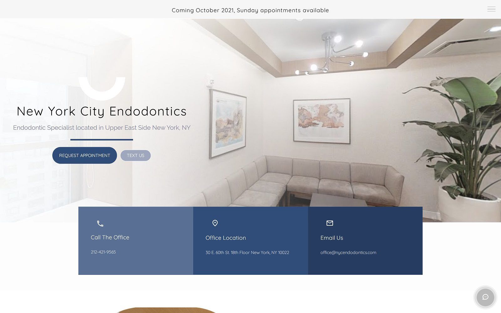 The screenshot of new york city endodontics website