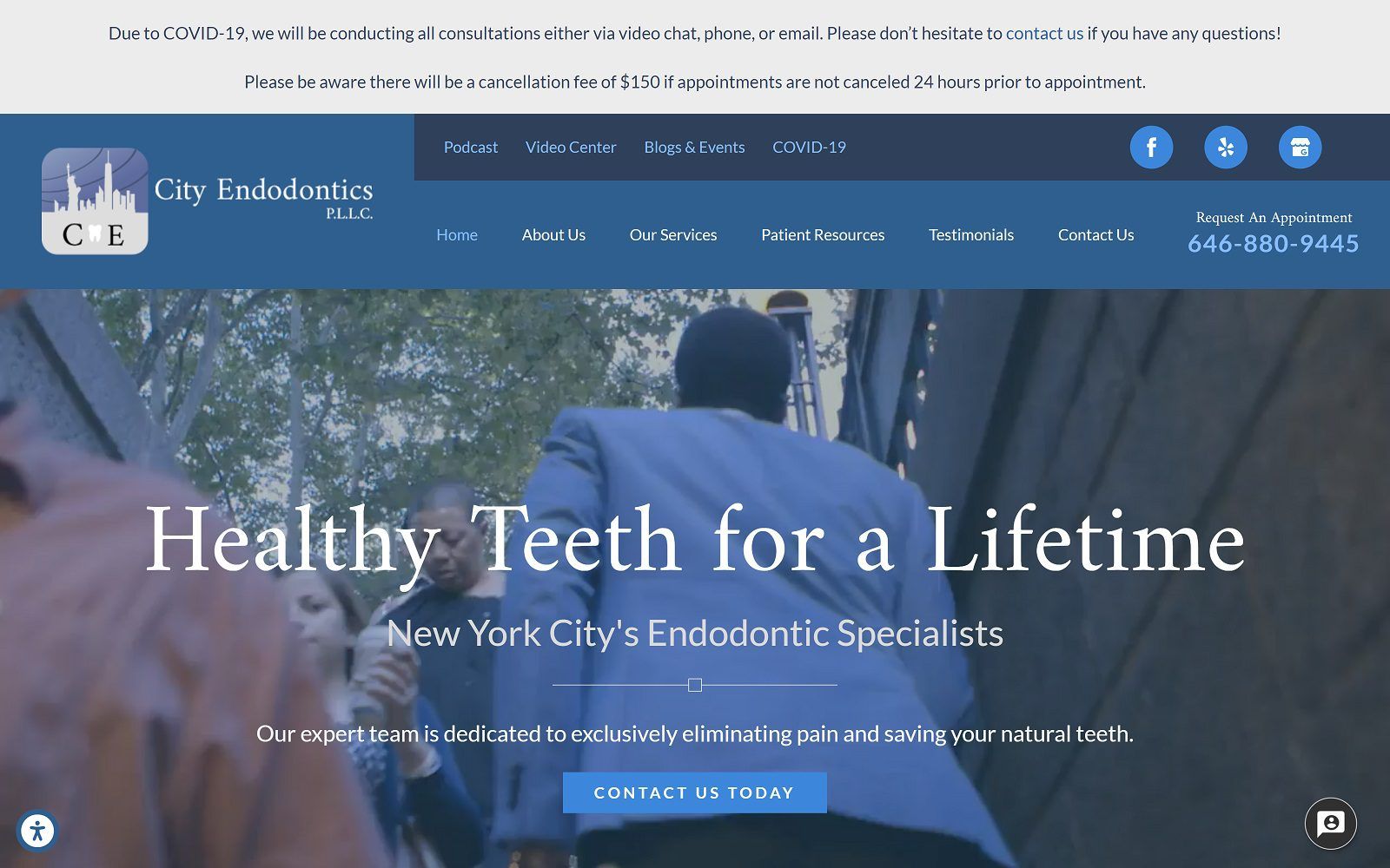 The screenshot of city endodontics p. L. L. C. Website