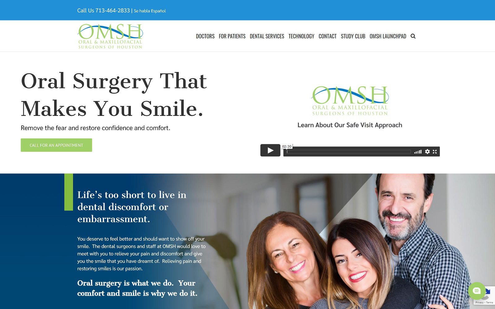 The screenshot of omsh - oral and maxillofacial surgeons of houston website