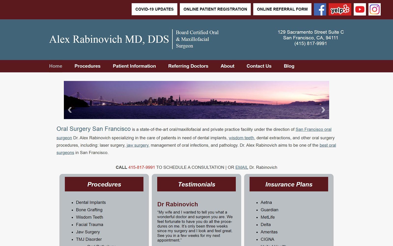 The screenshot of alex rabinovich, dds, md website
