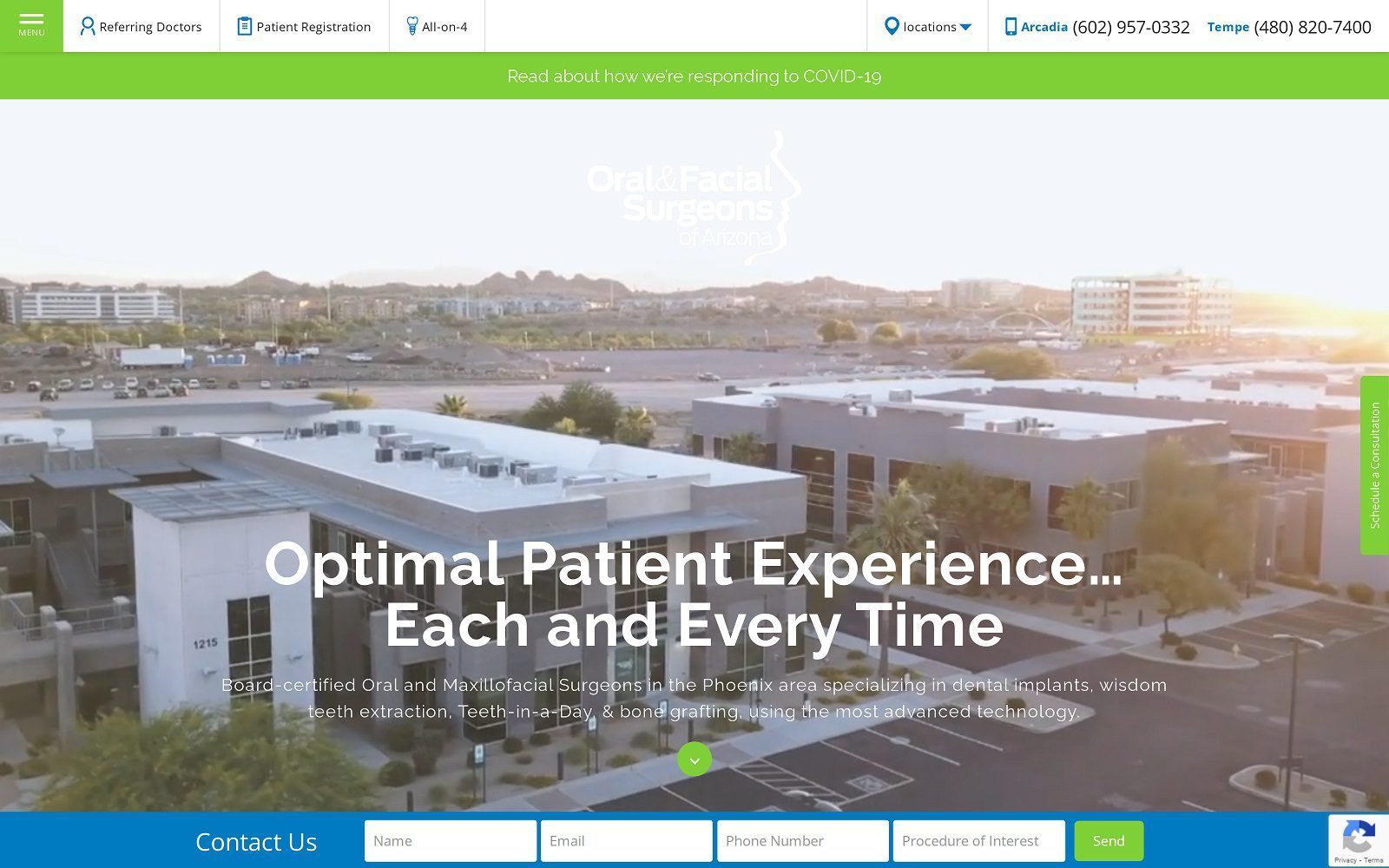 The screenshot of oral & facial surgeons of arizona website
