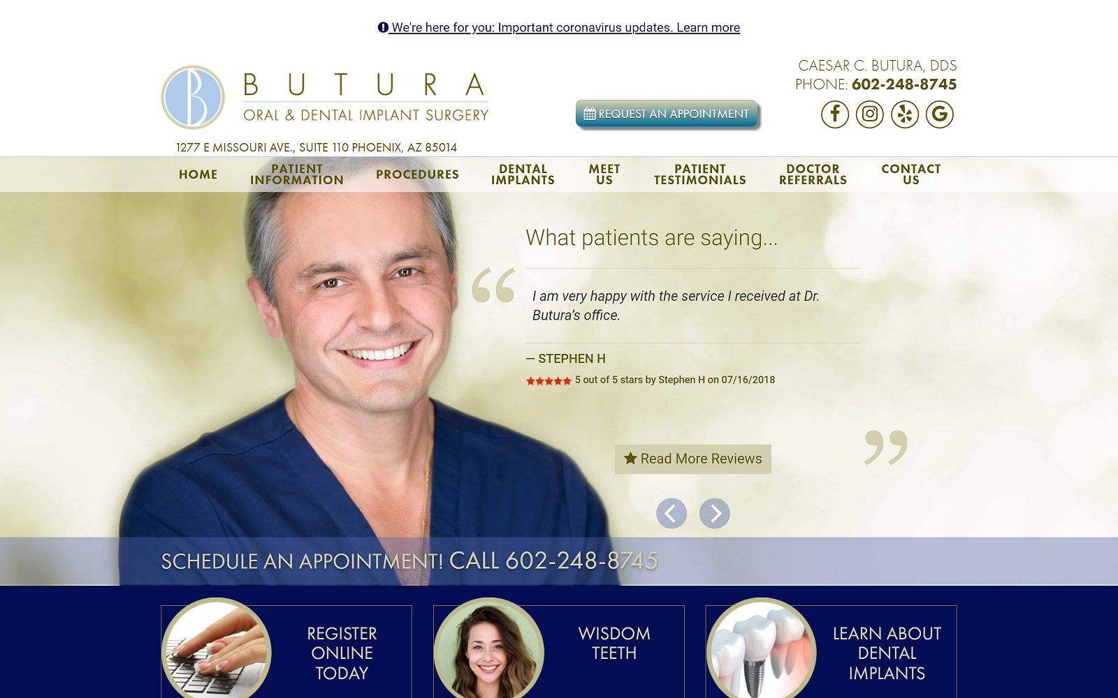 The screenshot of butura oral & dental implant surgery website