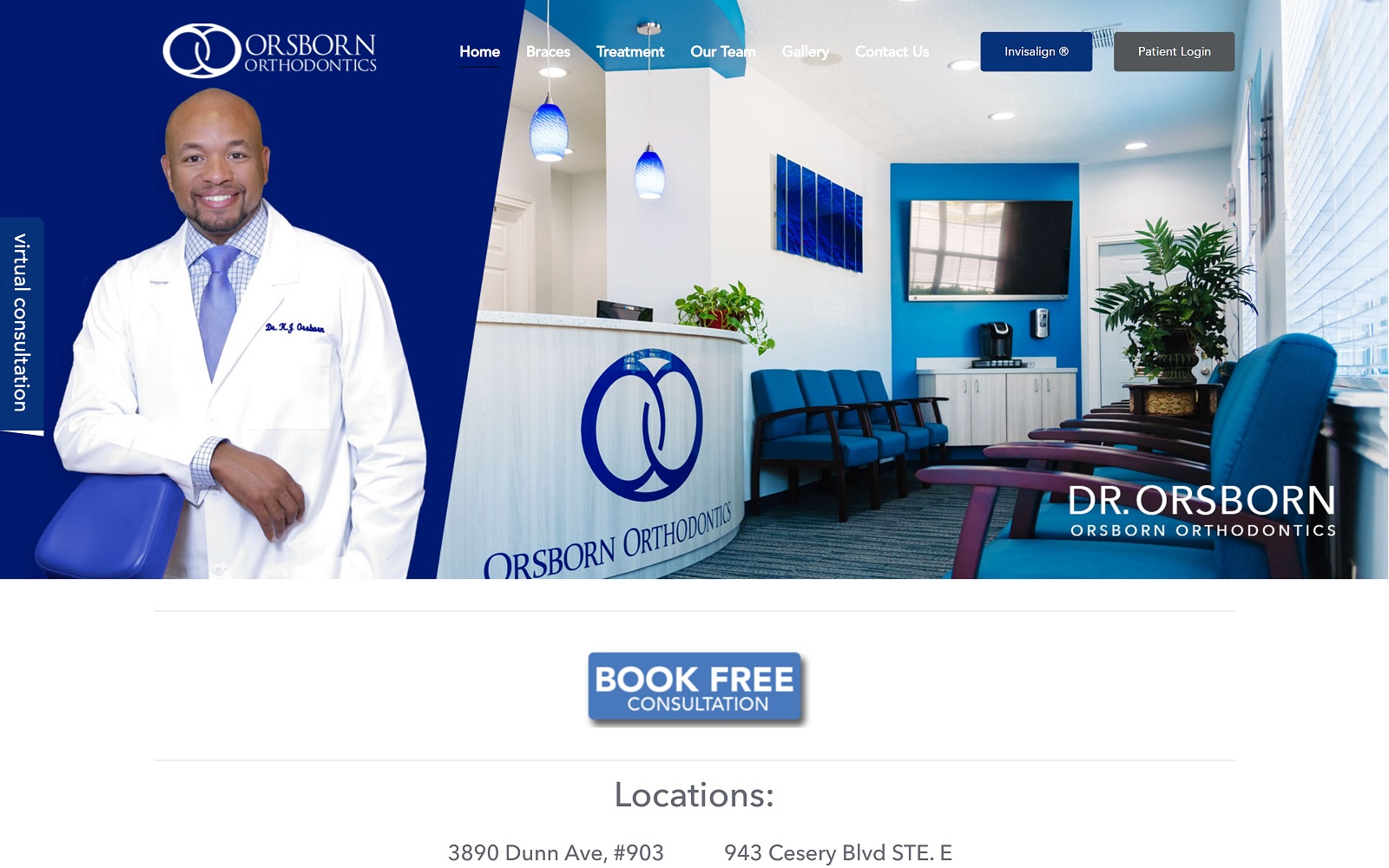 The screenshot of orsborn orthodontics website