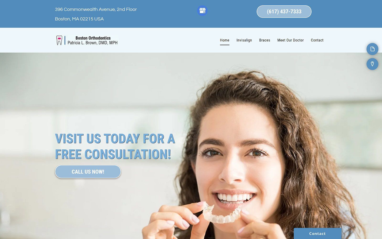 The screenshot of boston orthodontics dr. Patricia l. Brown website
