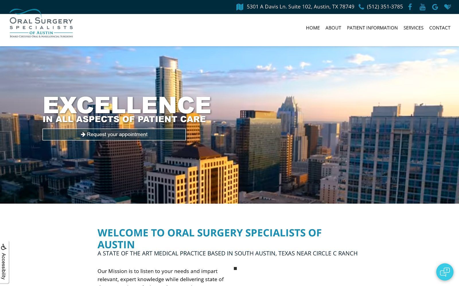 The screenshot of derrick flint, md, dds - oral surgery specialists of austin website