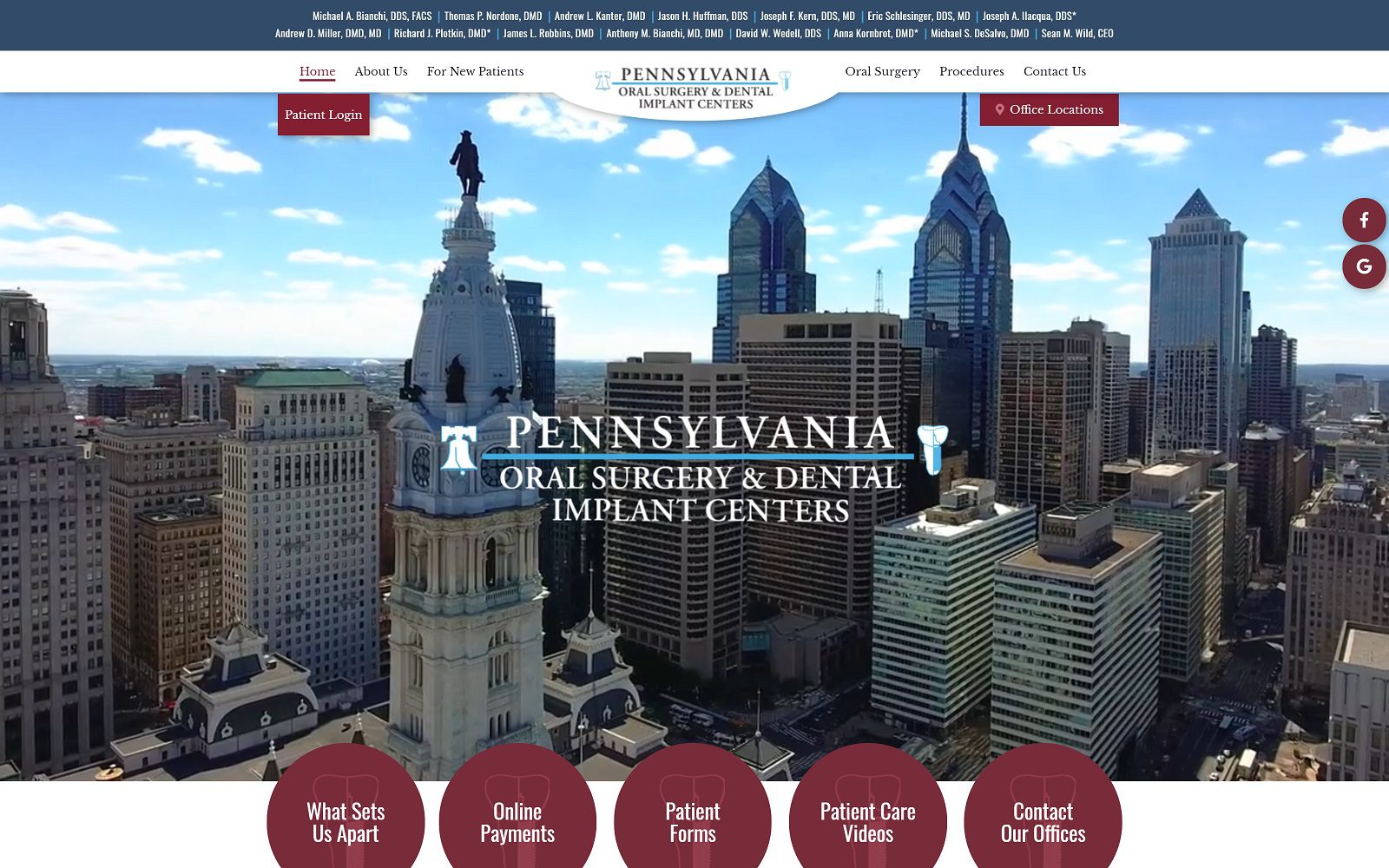 The screenshot of pennsylvania oral & maxillofacial surgery ltd website