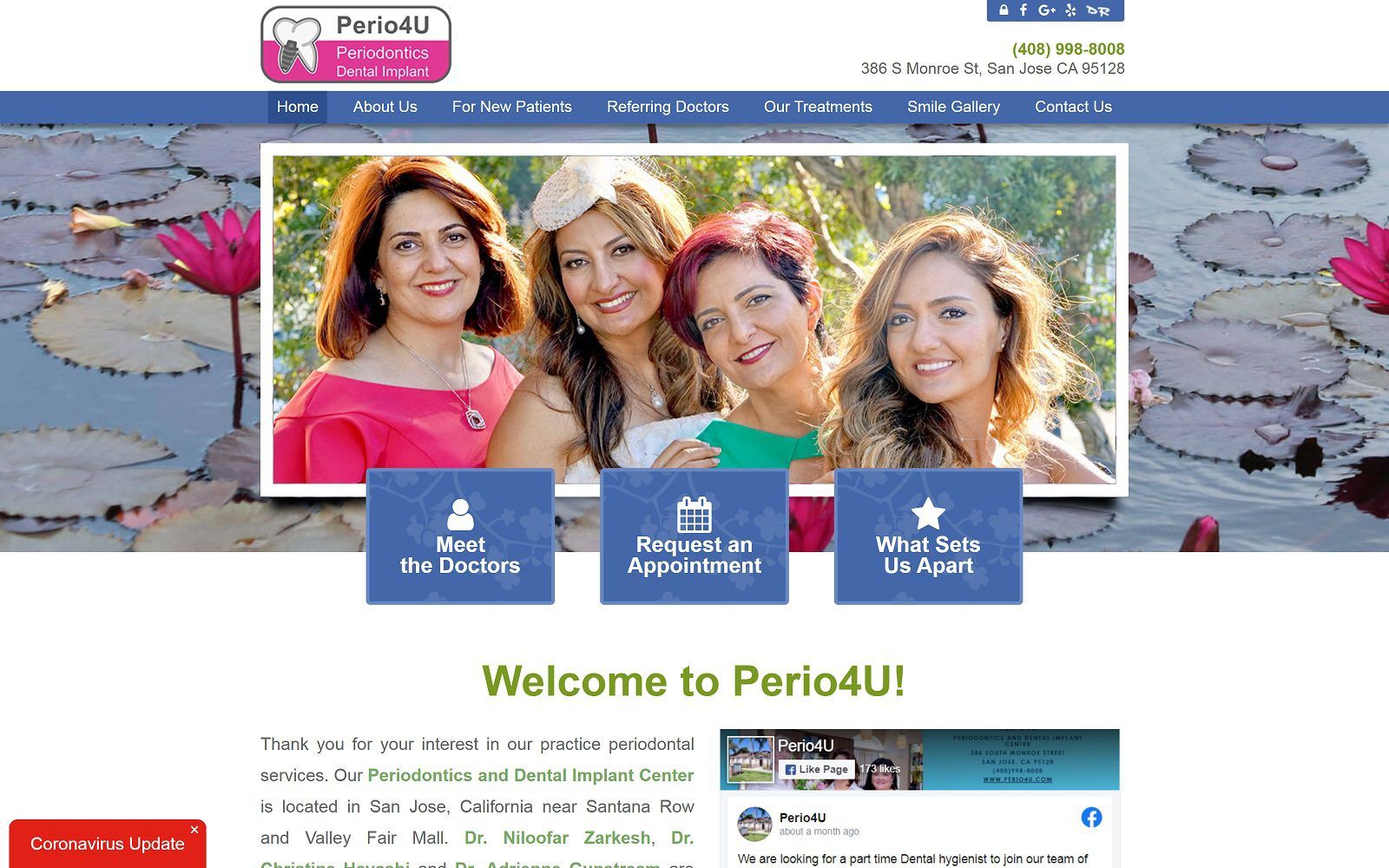 The screenshot of perio4u, periodontics and dental implant center website