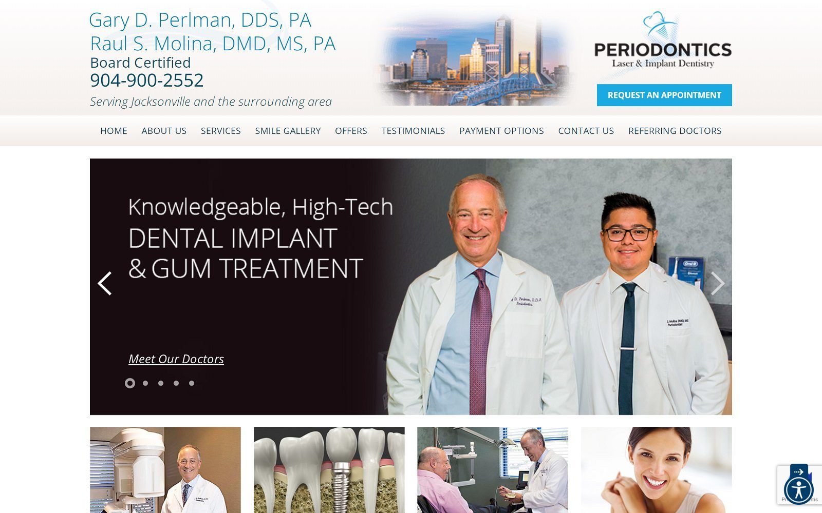 The screenshot of periodontics - raul s. Molina, dmd & gary d. Perlman dds website