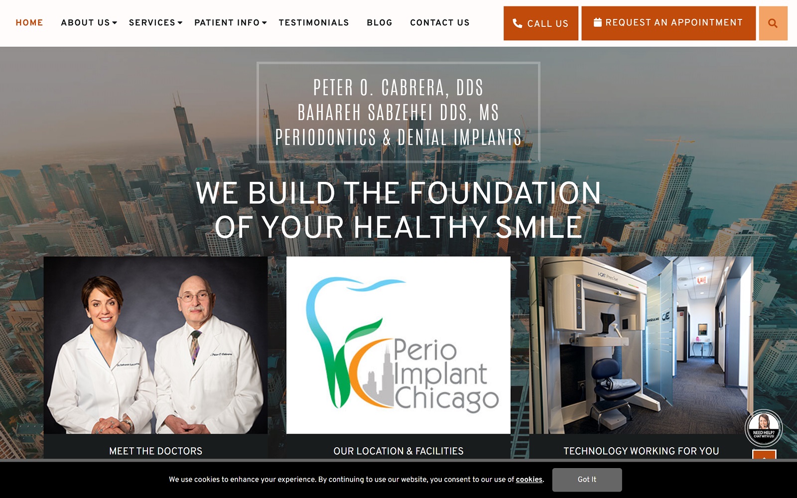 The Screenshot of Peter O. Cabrera, DDS & Bahareh Sabzehei, DDS, MS Website