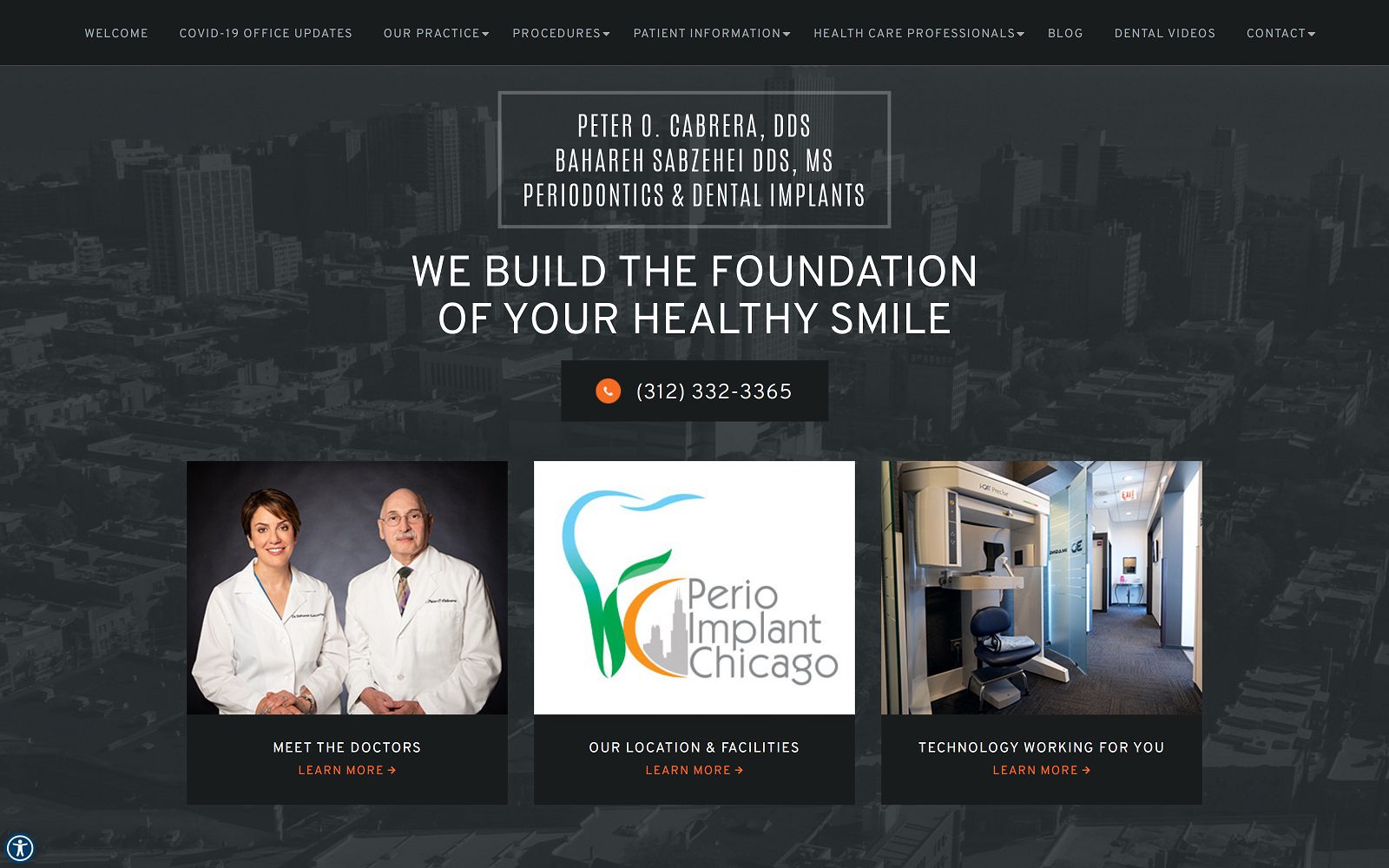 The screenshot of peter o. Cabrera, dds & bahareh sabzehei, dds, ms website