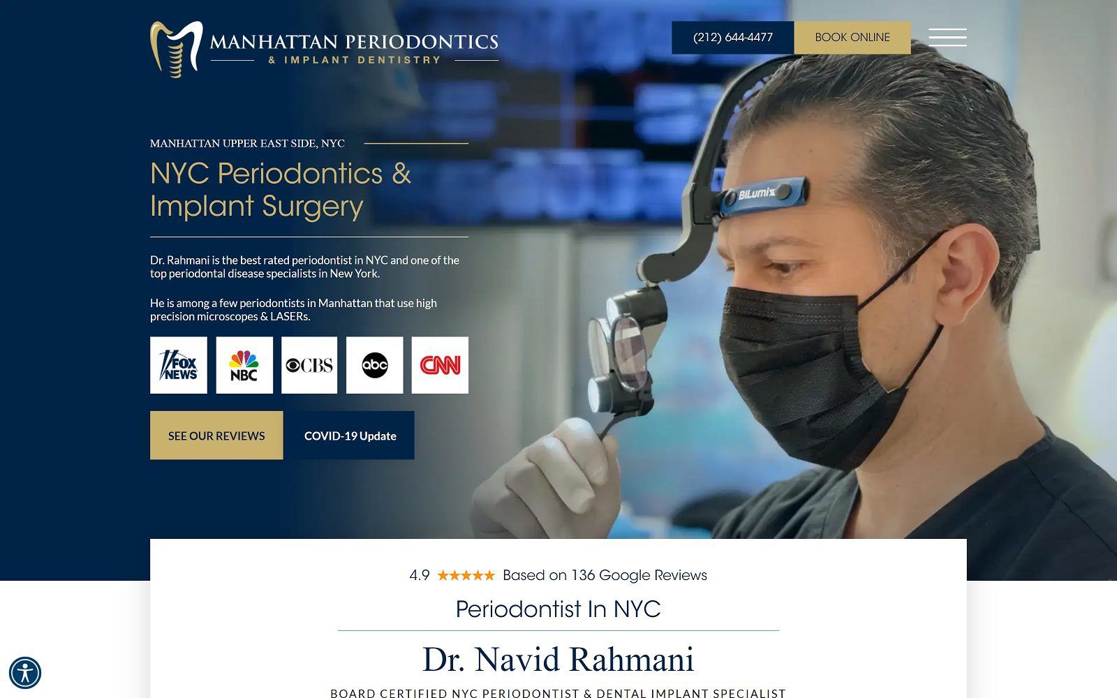 The screenshot of manhattan periodontics and implant dentistry website