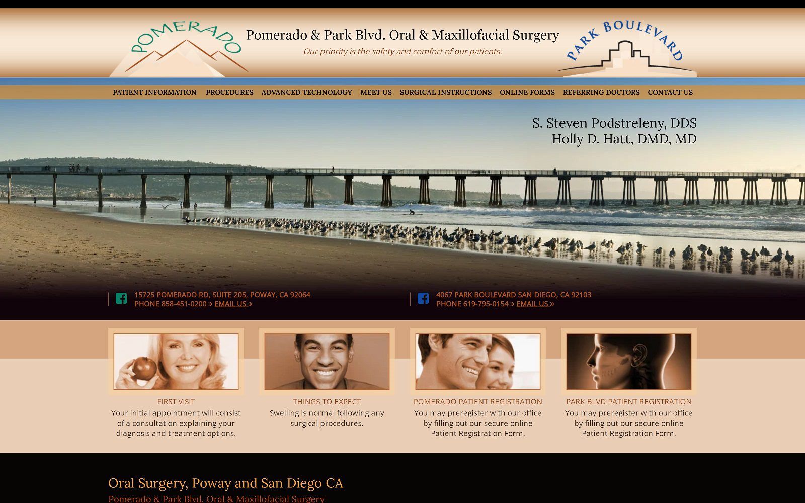 The screenshot of park blvd oral surgery website
