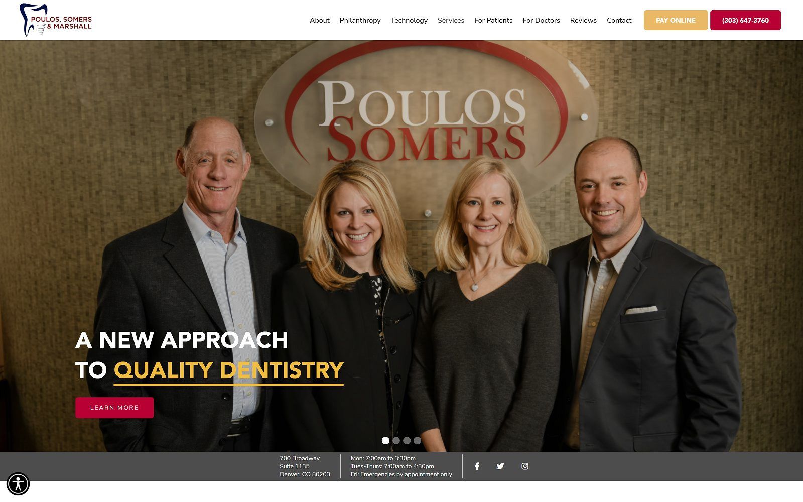 The screenshot of poulos, somers & marshall website