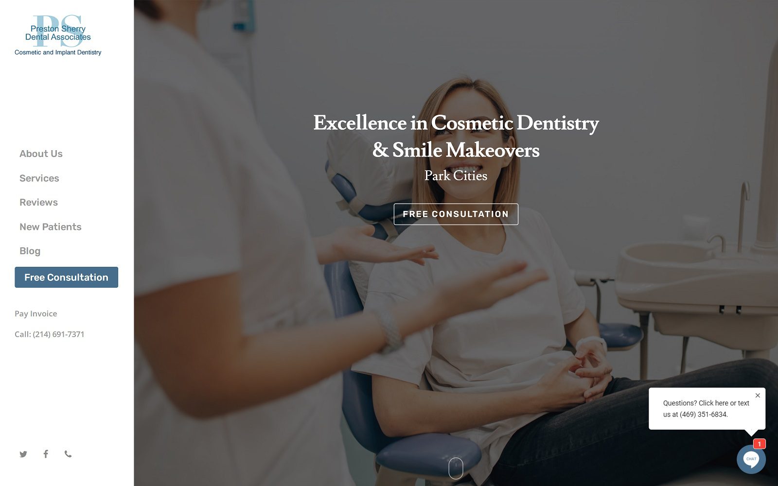 The screenshot of preston sherry dental associates website