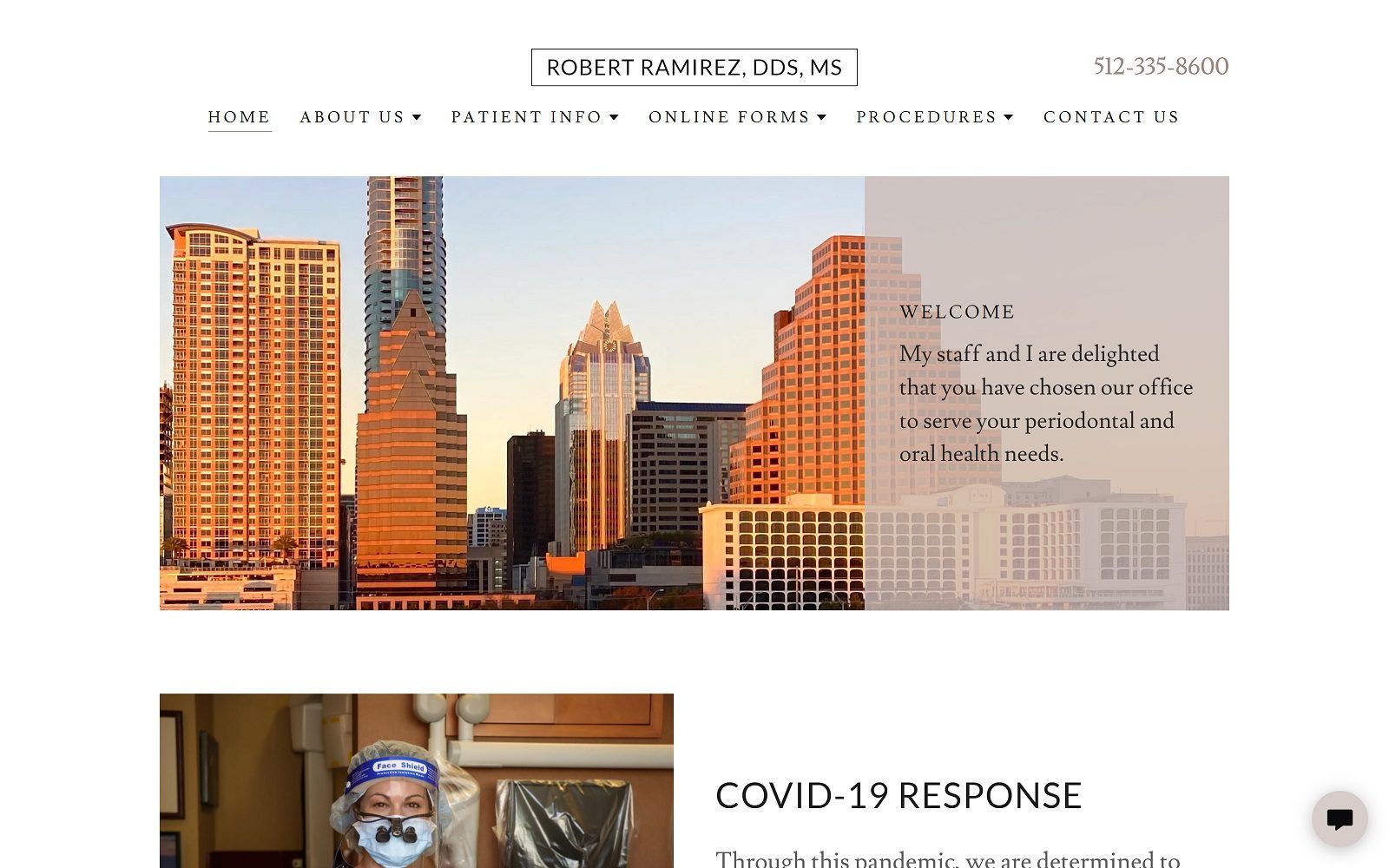 The screenshot of robert ramirez, dds, ms website