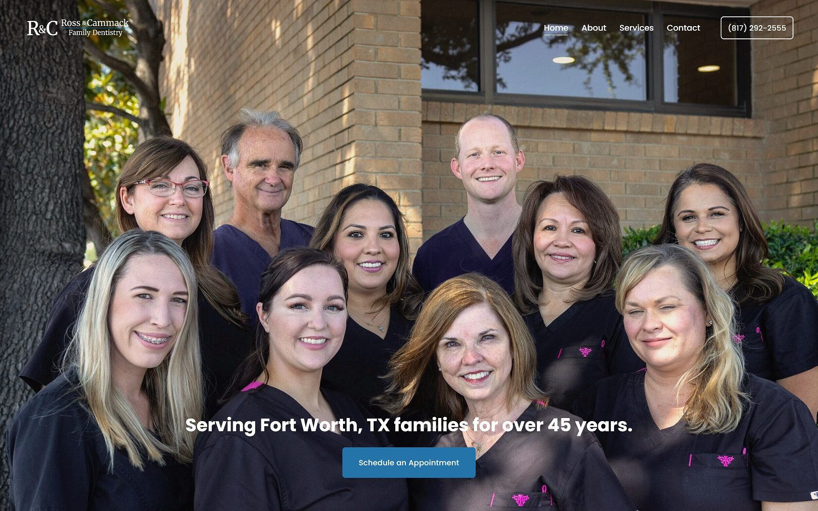 The screenshot of ross & cammack family dentistry website