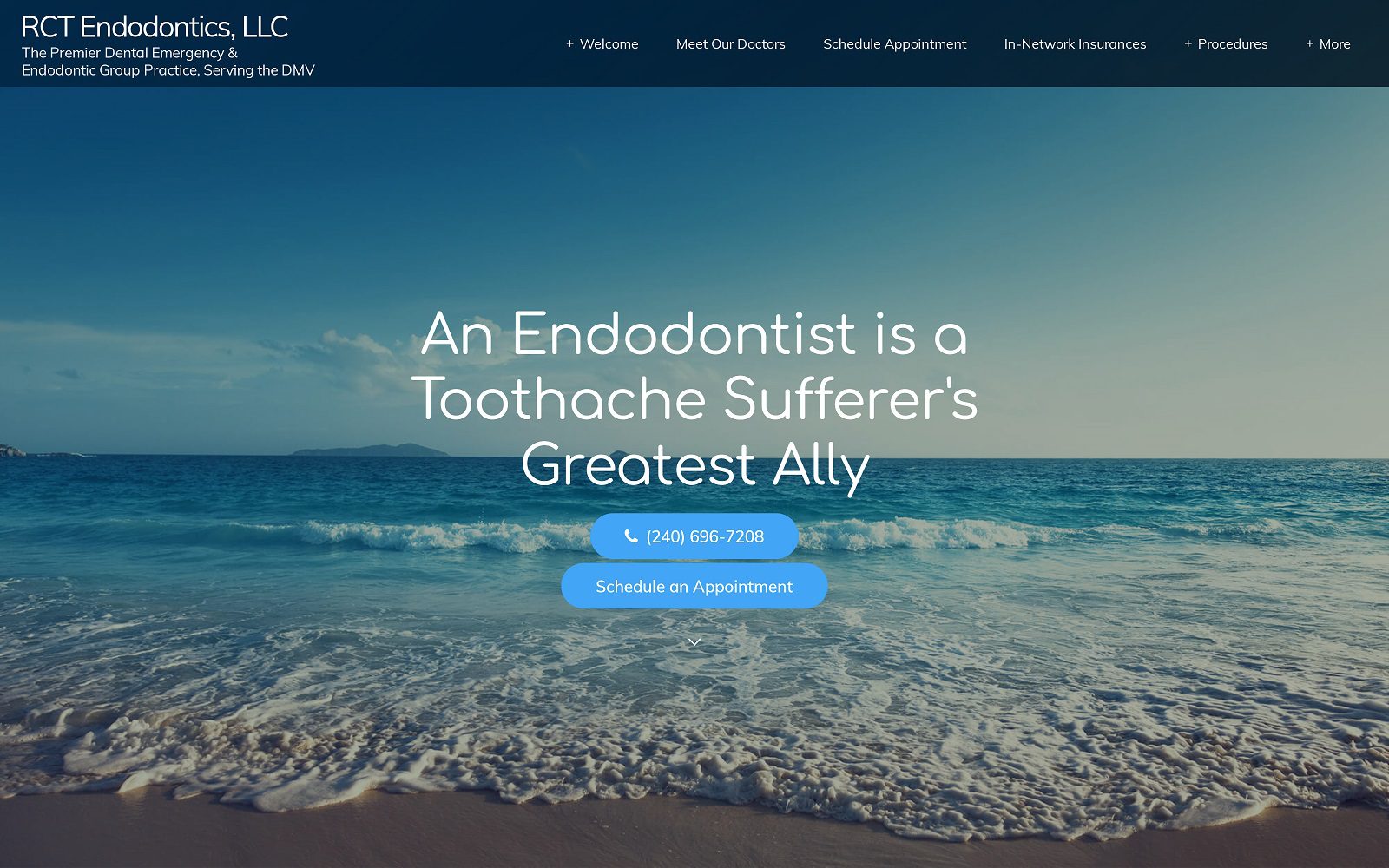 The screenshot of rct endodontics website