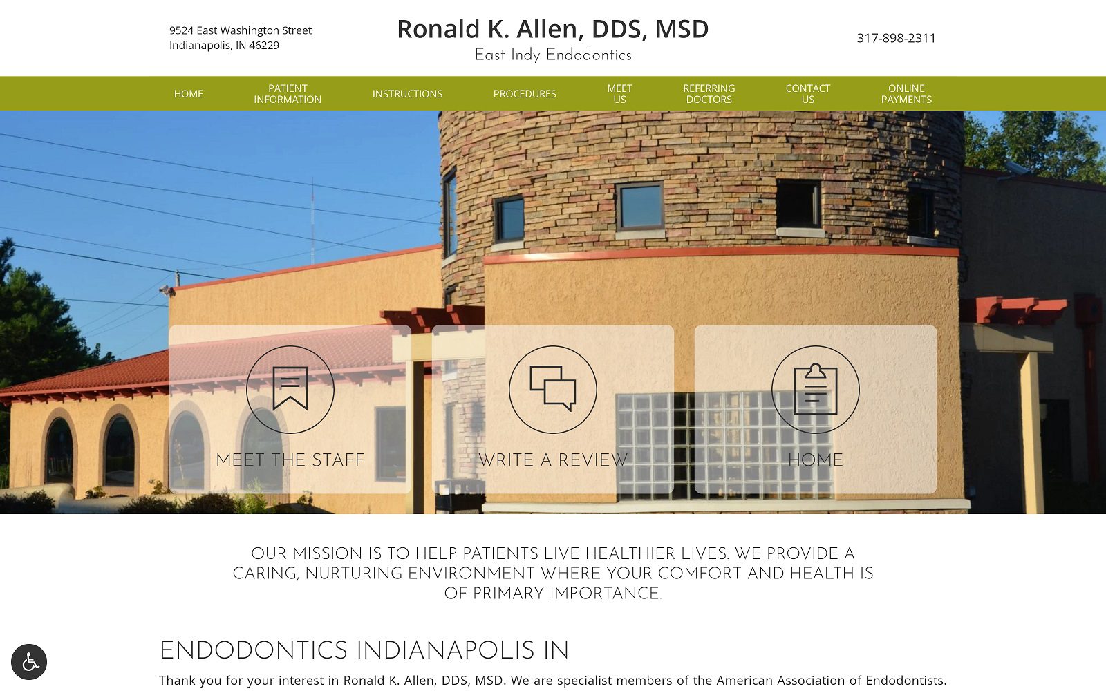 The screenshot of ronald k. Allen, dds website