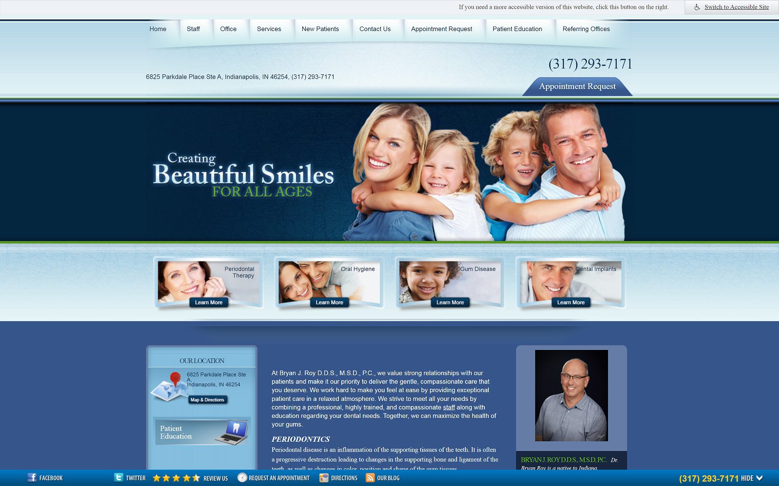 The screenshot of bryan j roy dds msd pc website