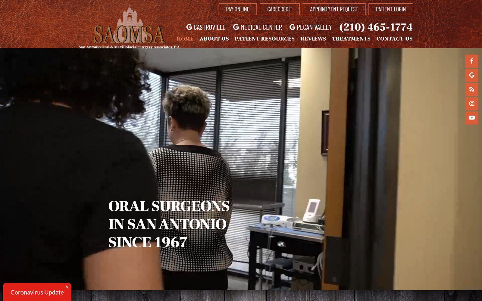 The screenshot of san antonio oral & maxillofacial surgery associates, p. A. Website