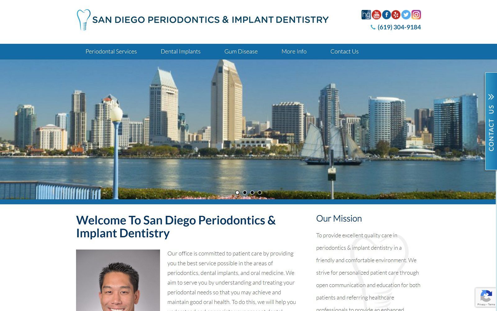 The screenshot of san diego periodontics & implant dentistry website