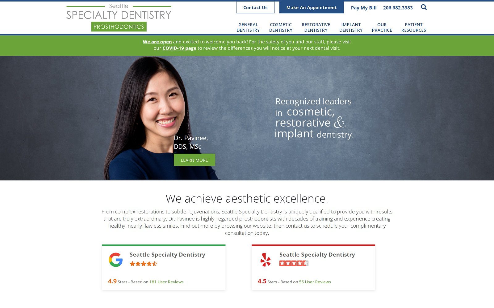 The screenshot of seattle specialty dentistry website