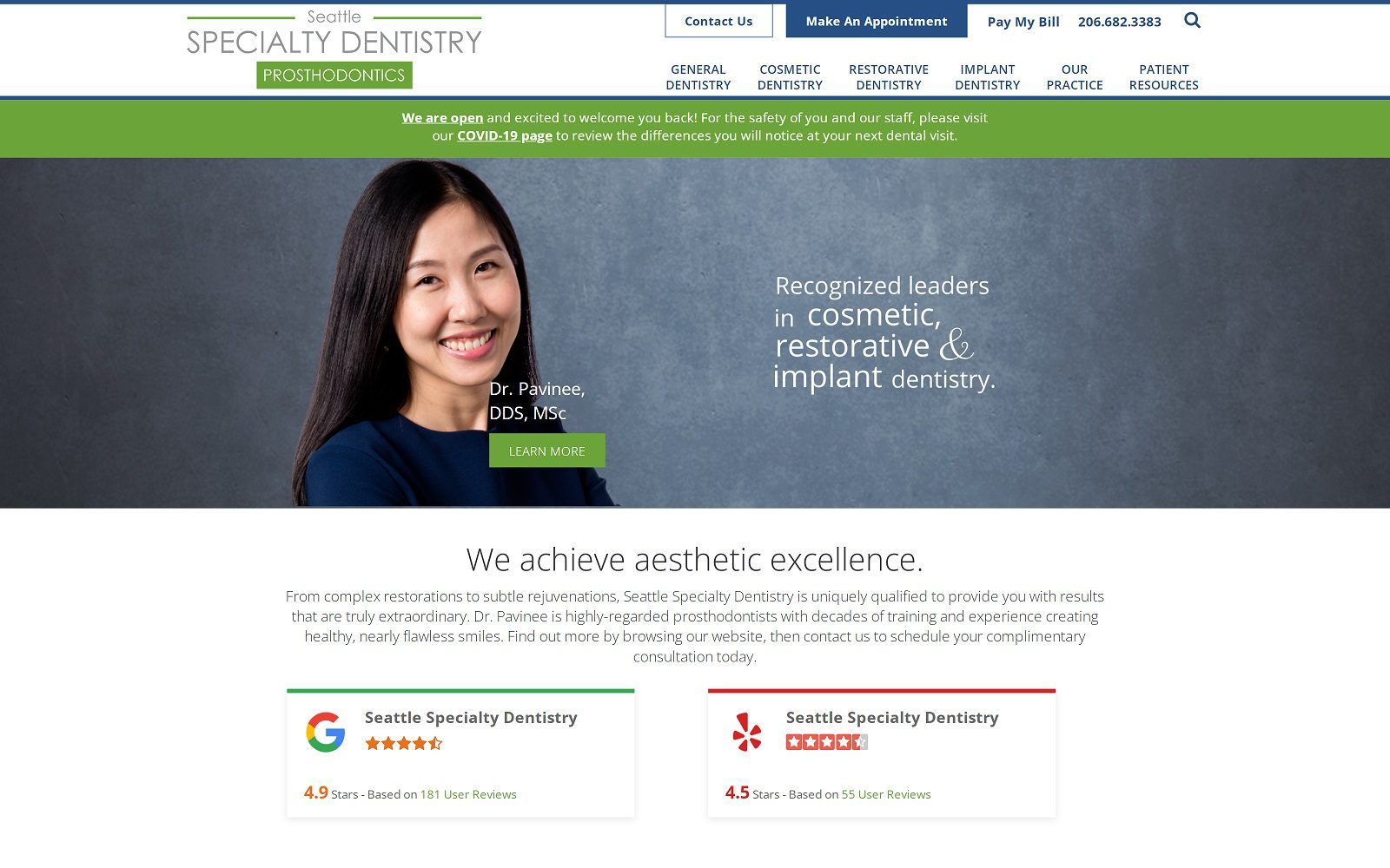 The screenshot of seattle specialty dentistry website