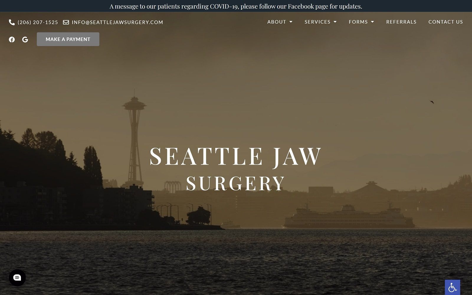 The screenshot of seattle jaw surgery website