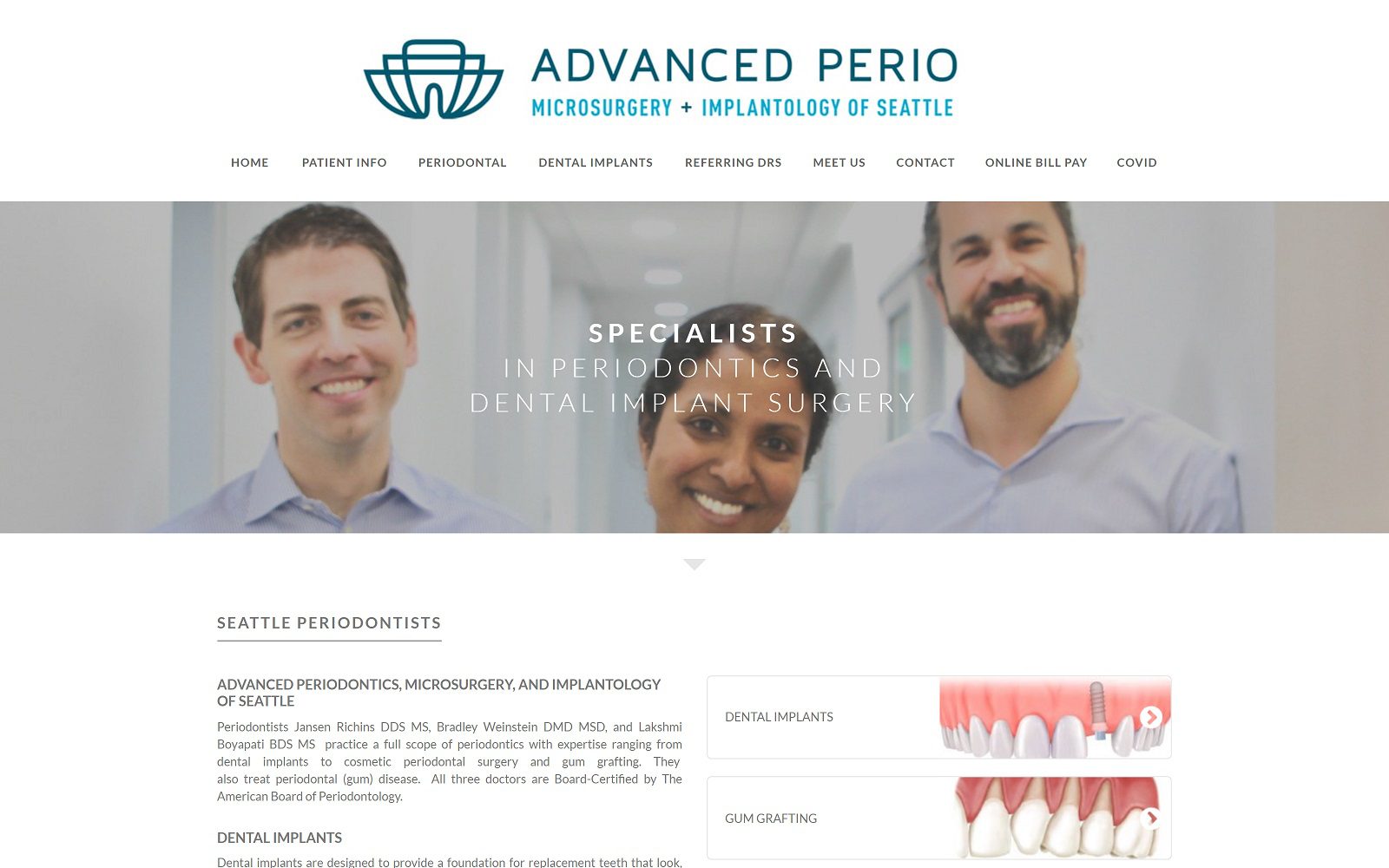 The screenshot of advanced periodontics, microsurgery & implantology of seattle website