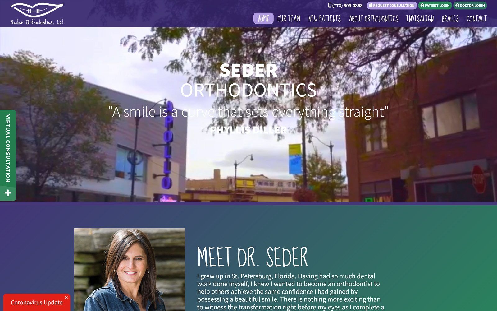 The screenshot of seder orthodontics webste