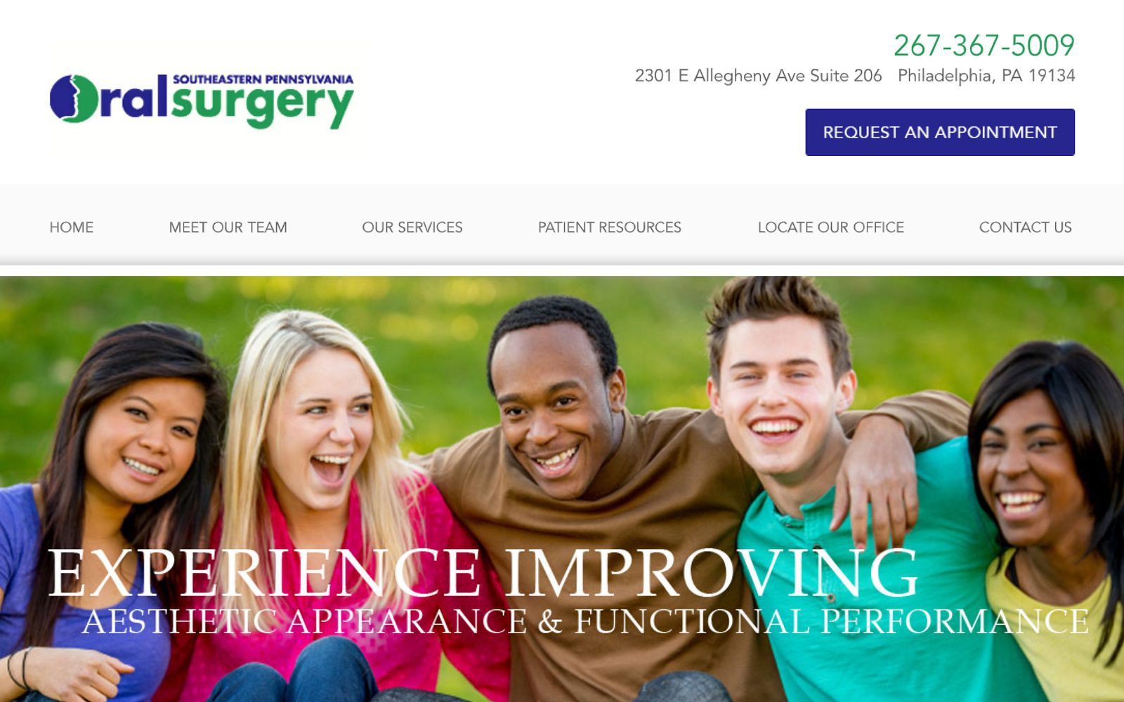 The screenshot of southeastern pa oral surgery website