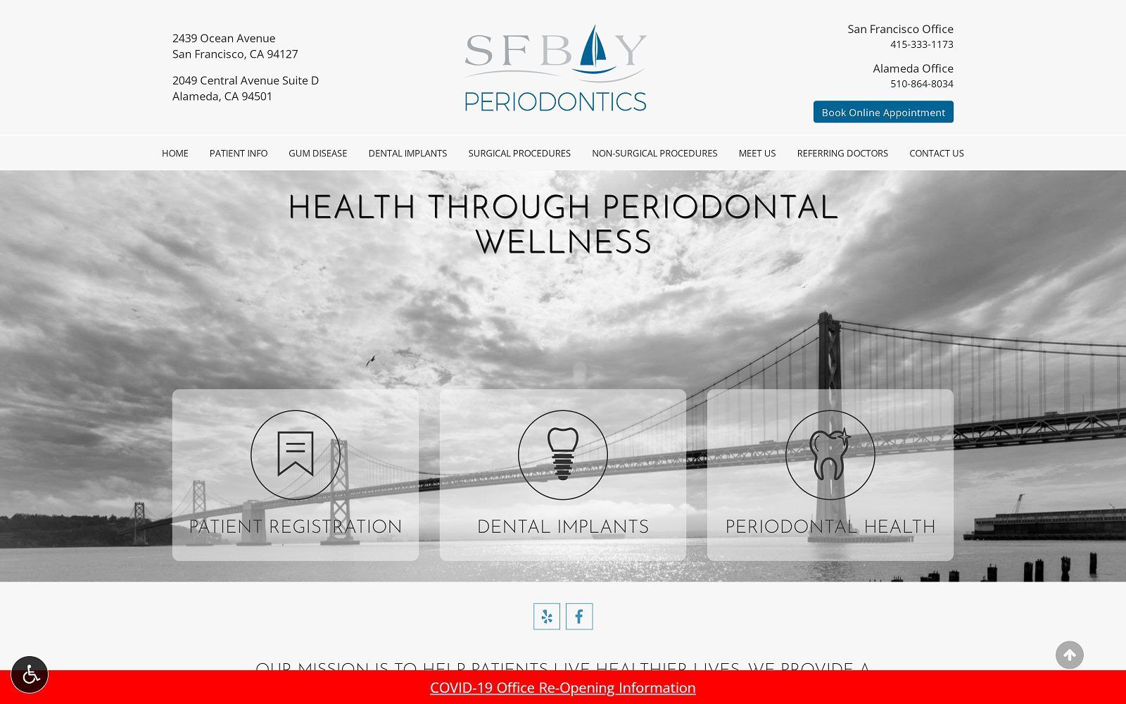The screenshot of san francisco bay periodontics dr. Ardavan fateh website