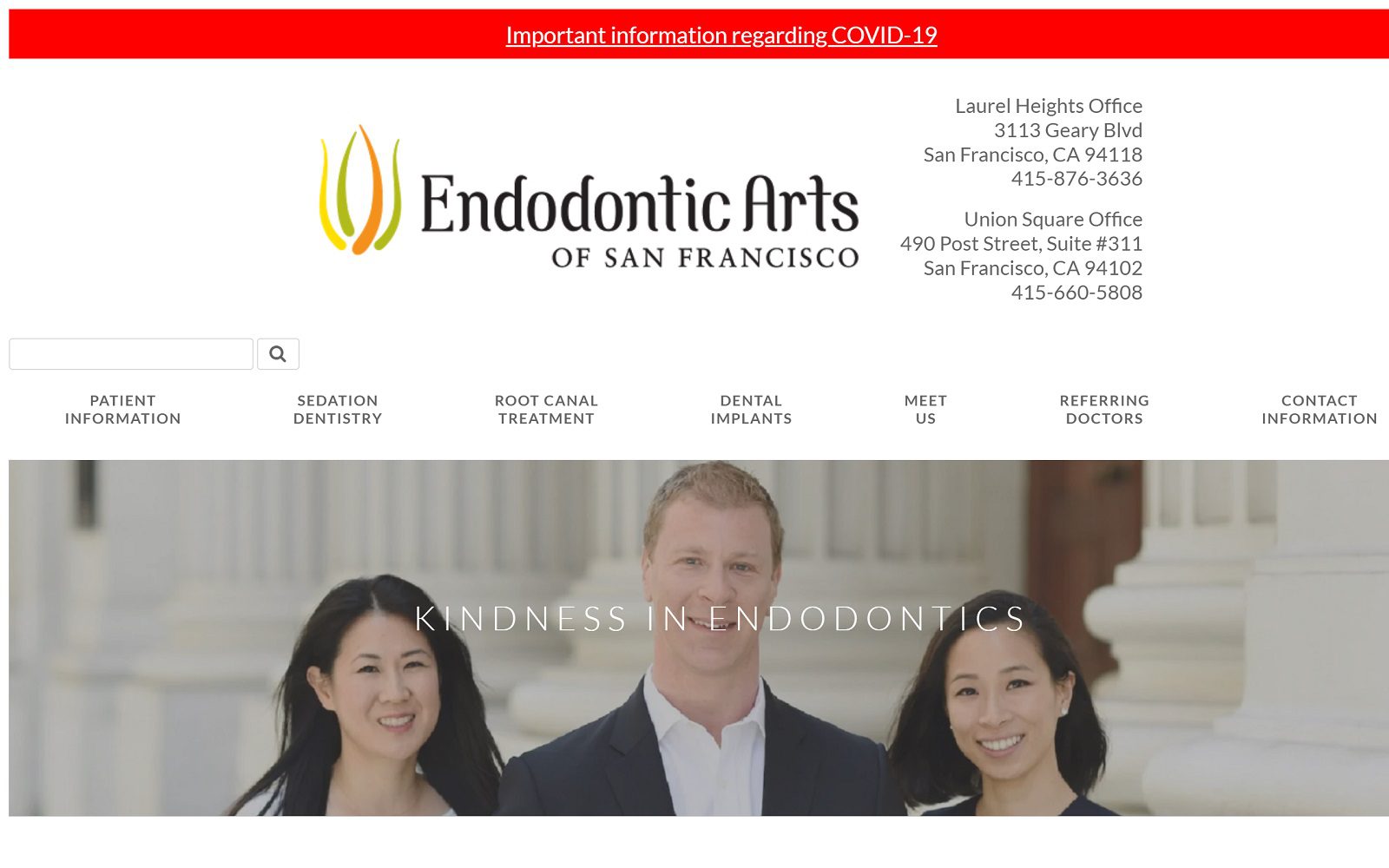 The screenshot of endodontic arts of san francisco website