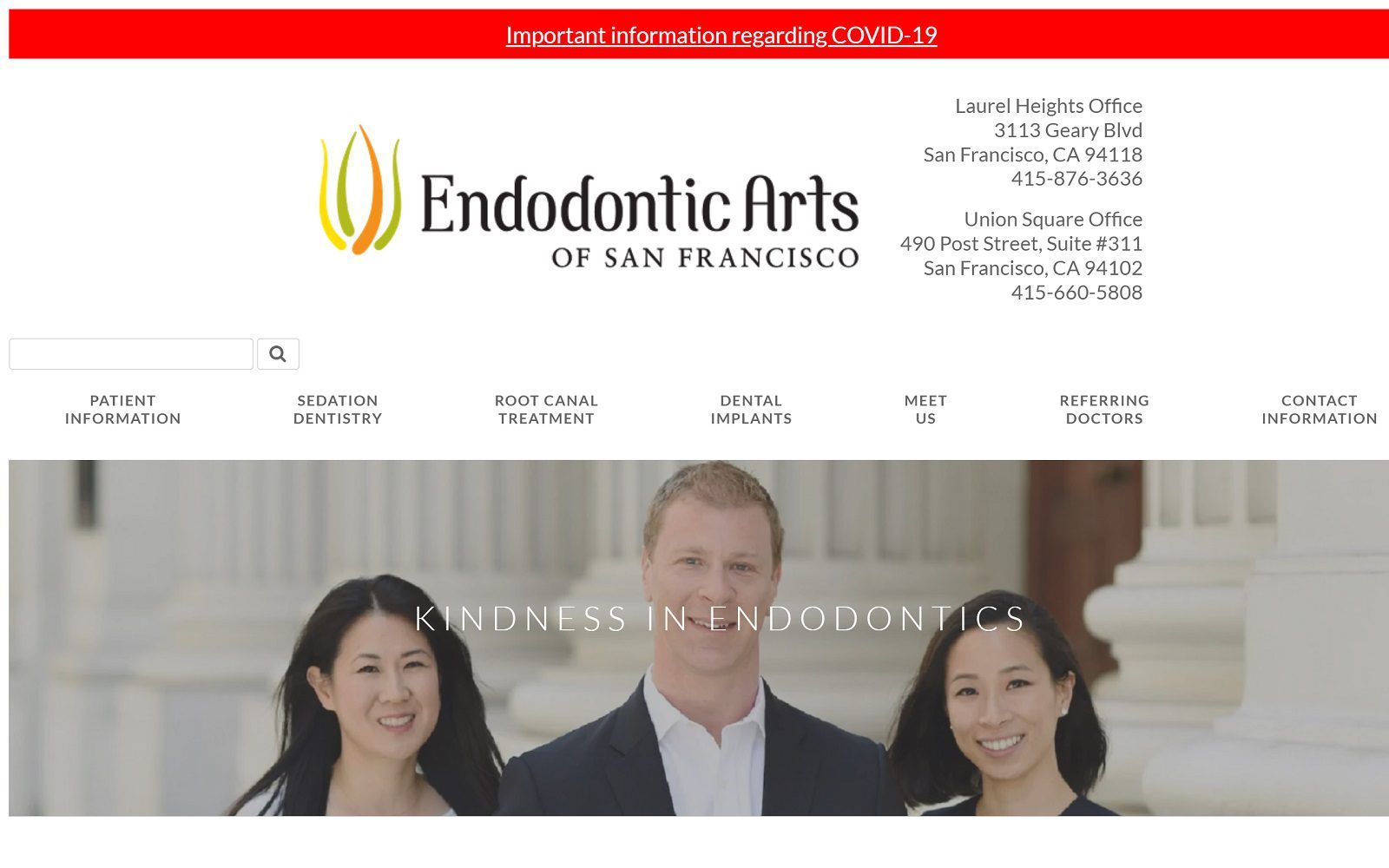 The screenshot of endodontic arts of san francisco website