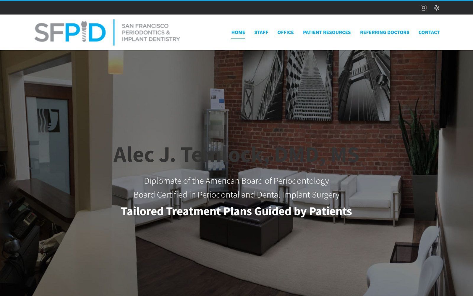 The screenshot of dr. Alec j. Temlock, dmd, ms-san francisco periodontics and implant dentistry website